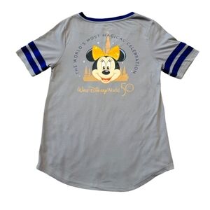 Walt Disney 50th Anniversary Grey V-Neck Shirt Size Small Minnie Mouse